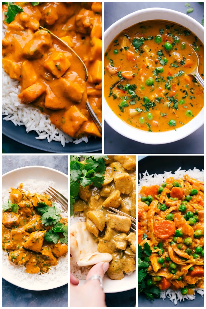 Collage of curry dishes