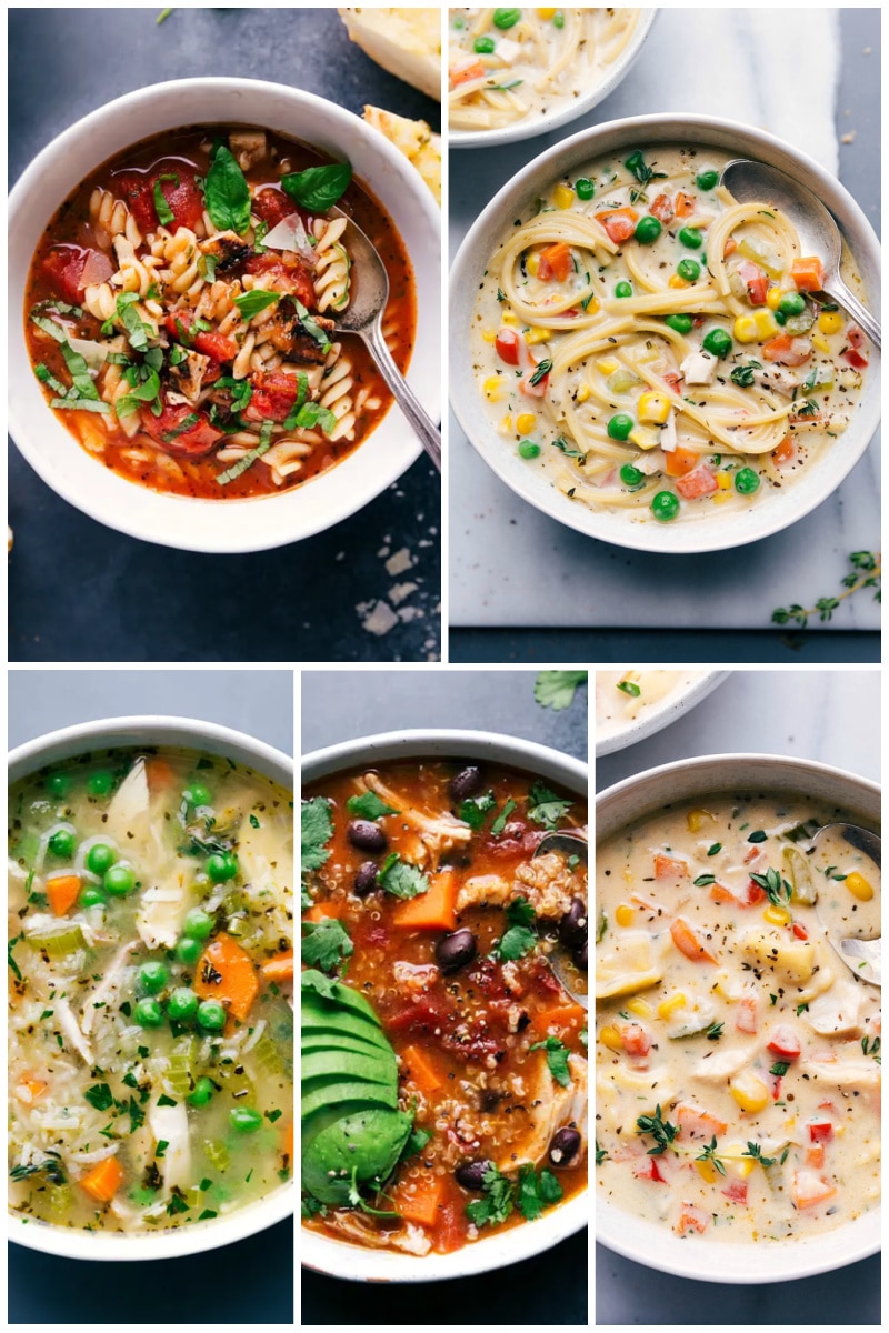 Collage of soup dishes