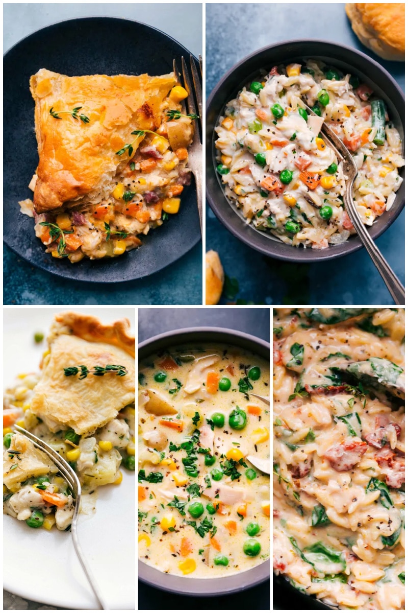 Collage of chicken pot pie recipes